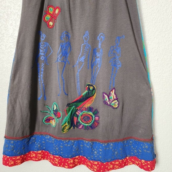 KESSLEY patchwork slip dress embroidered boho y2k sundress S - Picture 11 of 12
